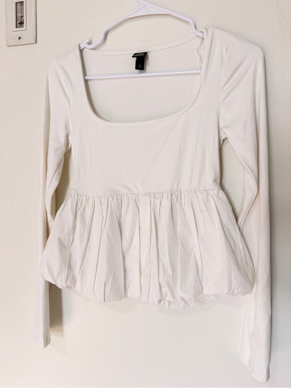 wild fable White Long-Sleeve Peplum Tunic Top